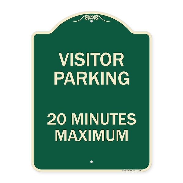 Signmission Visitor Parking Visitor Parking 20 Minutes Maximum Heavy-Gauge Alum Sign, 18" L, 24" H, G-1824-22728 A-DES-G-1824-22728 - main